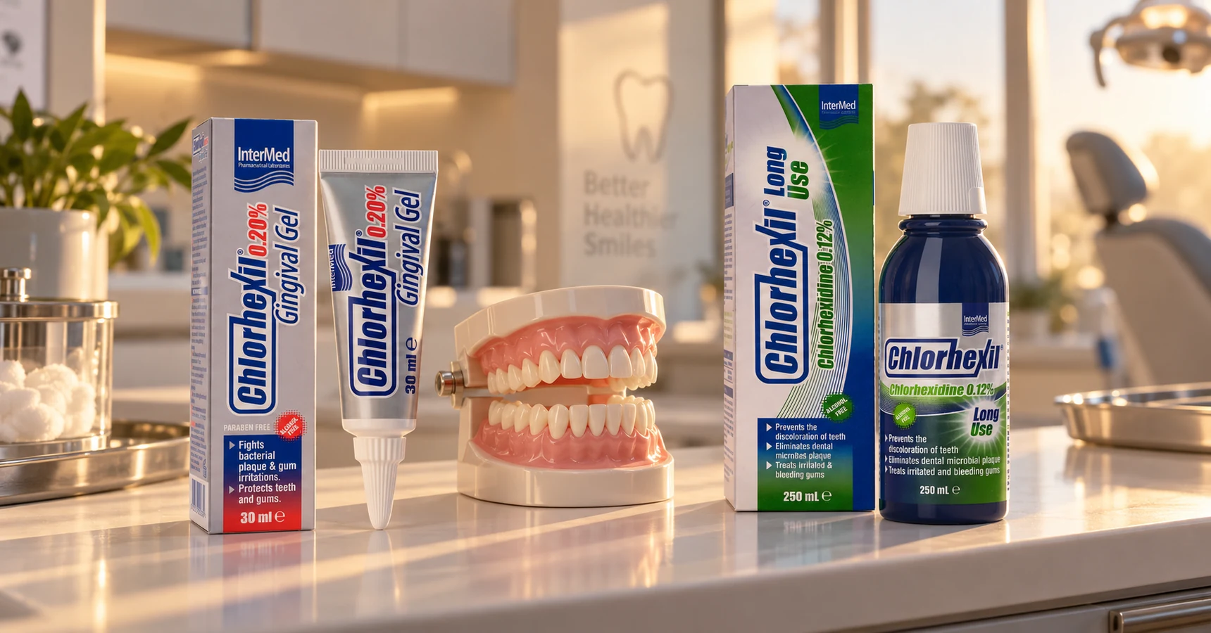 Chlorhexil Gingival Gel 0,20% i Long Use 0,12% na pultu stomatološke ordinacije