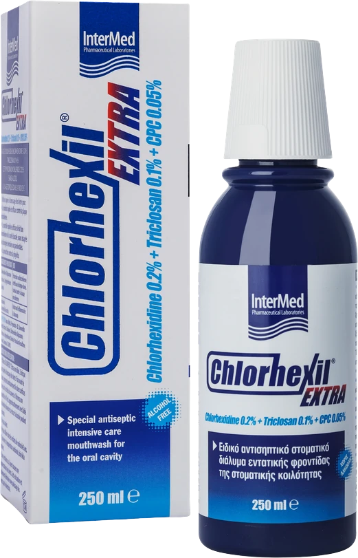Chlorhexil EXTRA Mouthwash, bočica od 250 ml uz kutiju, sa hlorheksidinom, triklozanom i CPC